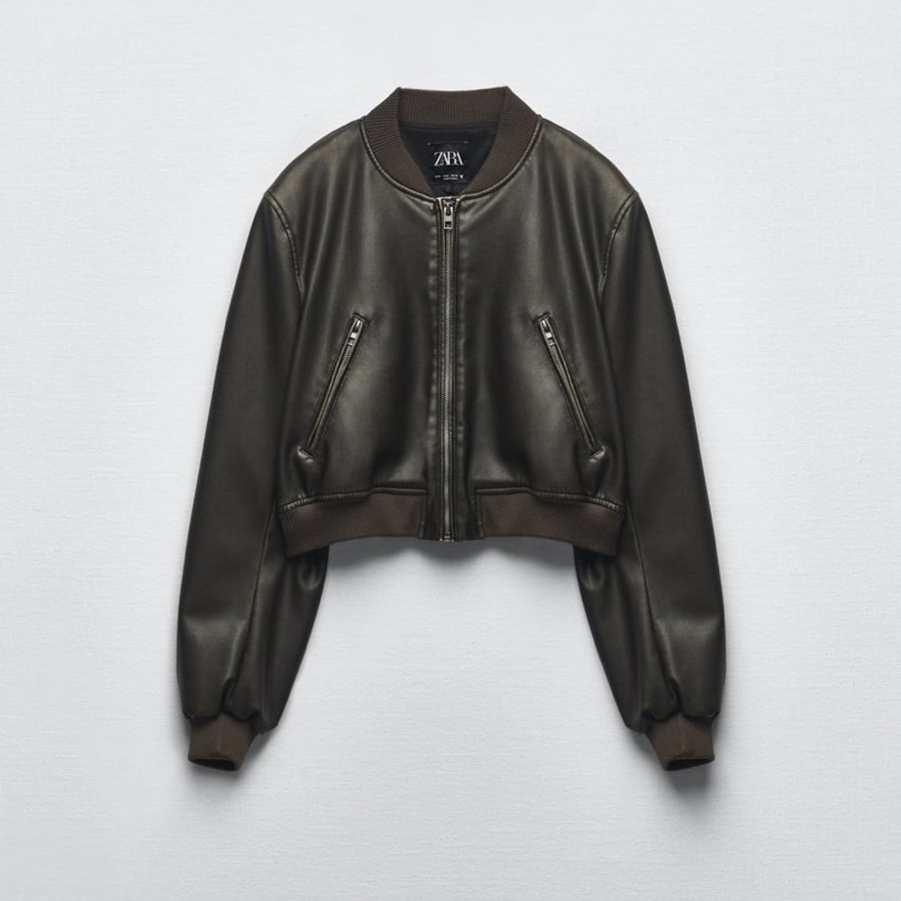 Zara faux leather bomber jacket